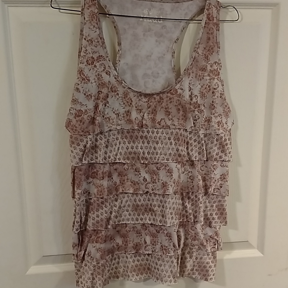 Mudd racerback ruffled Floral tank top